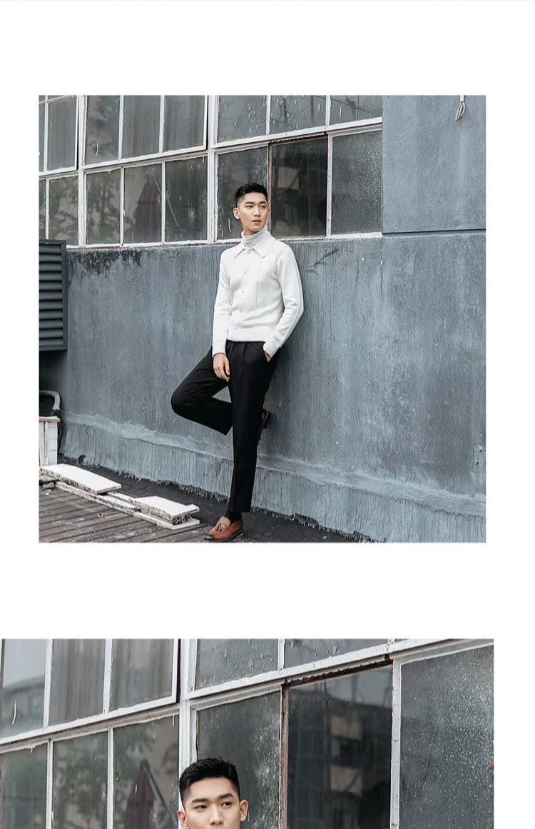 Horizon nam mùa thu và mùa đông ve áo thiết kế thủy triều sang trọng màu rắn Slim quý ông áo len cardigan thanh niên áo khoác Hàn Quốc áo cardigan nam