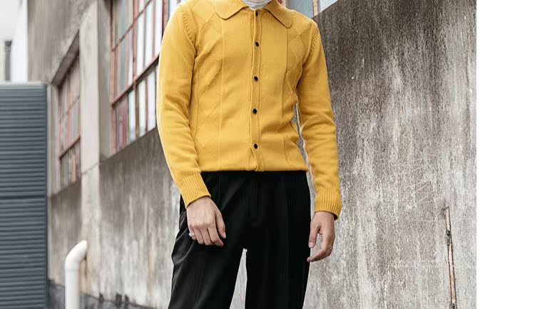 Horizon nam mùa thu và mùa đông ve áo thiết kế thủy triều sang trọng màu rắn Slim quý ông áo len cardigan thanh niên áo khoác Hàn Quốc áo cardigan nam