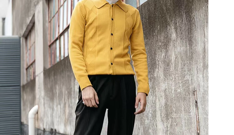 Horizon nam mùa thu và mùa đông ve áo thiết kế thủy triều sang trọng màu rắn Slim quý ông áo len cardigan thanh niên áo khoác Hàn Quốc