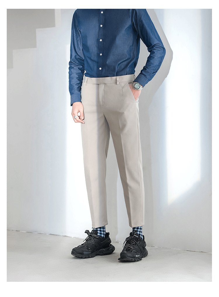 Horizon nam 2019 túi thêu mùa xuân tự chế giản dị 9 điểm quần thủy triều Anh quần 9 điểm quần - Quần Harem quần âu