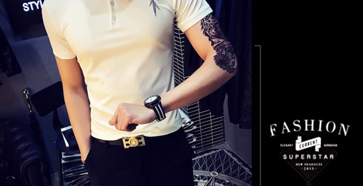 Áo sơ mi tay dài mùa hè 2017 áo polo ngắn thêu thời trang Thanh niên mỏng Paul áo thun nam áo có cổ