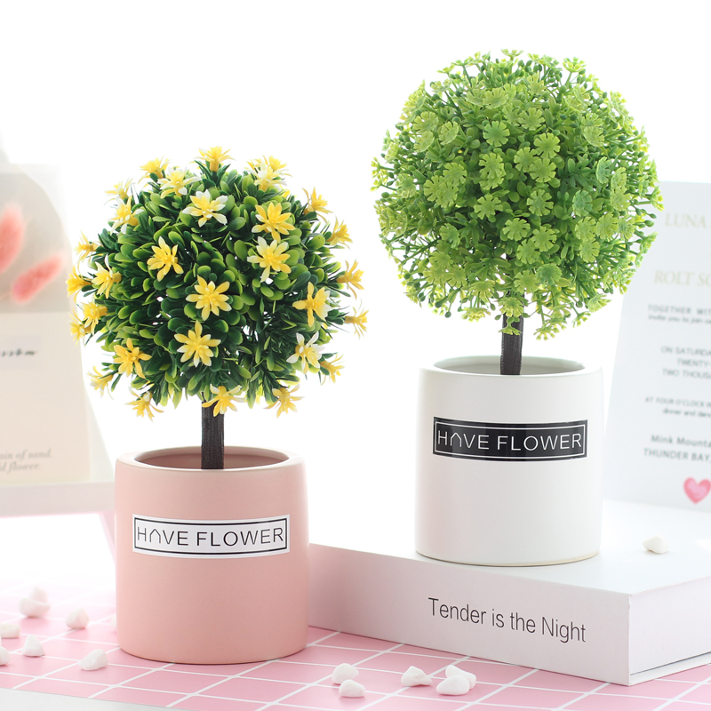 Simulation Green Plant Small Potted Plant Suit Plastic Home Swing Decoration Decoration Furnishing Creative Fake Flowers Small Bonsai Plant Indoor