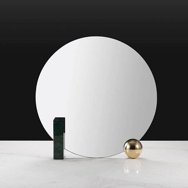 Nordic ins round makeup mirror net red marble ultra-white mirror creative model room desktop mirror designer mirror