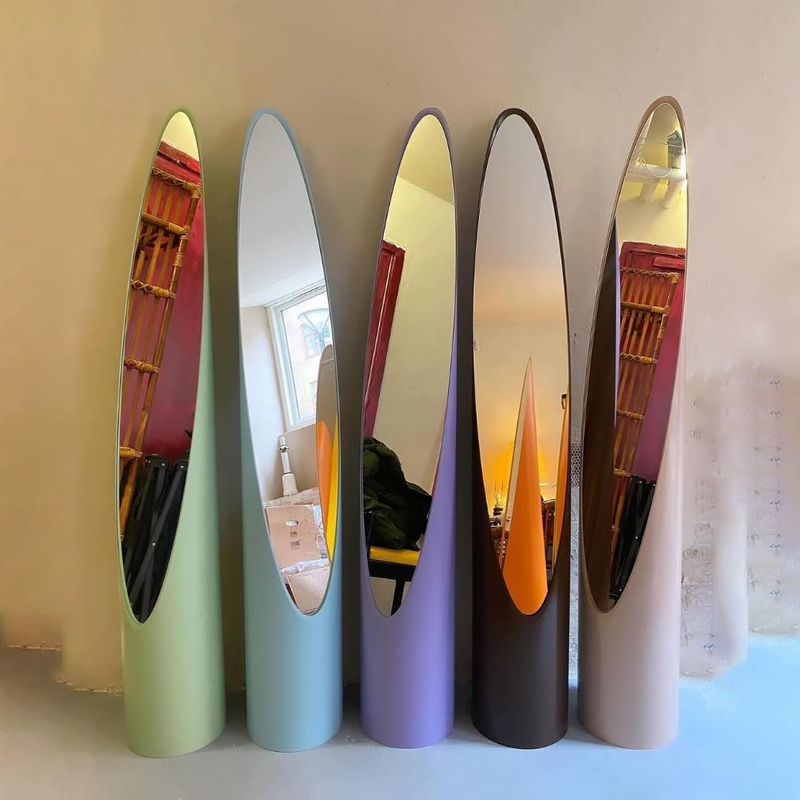 Italian Lipstick Mirror, Oval Narrow Full-Length Mirror, Dressing Room, Living Room Dressing Mirror, Creative Retro Floor Mirror