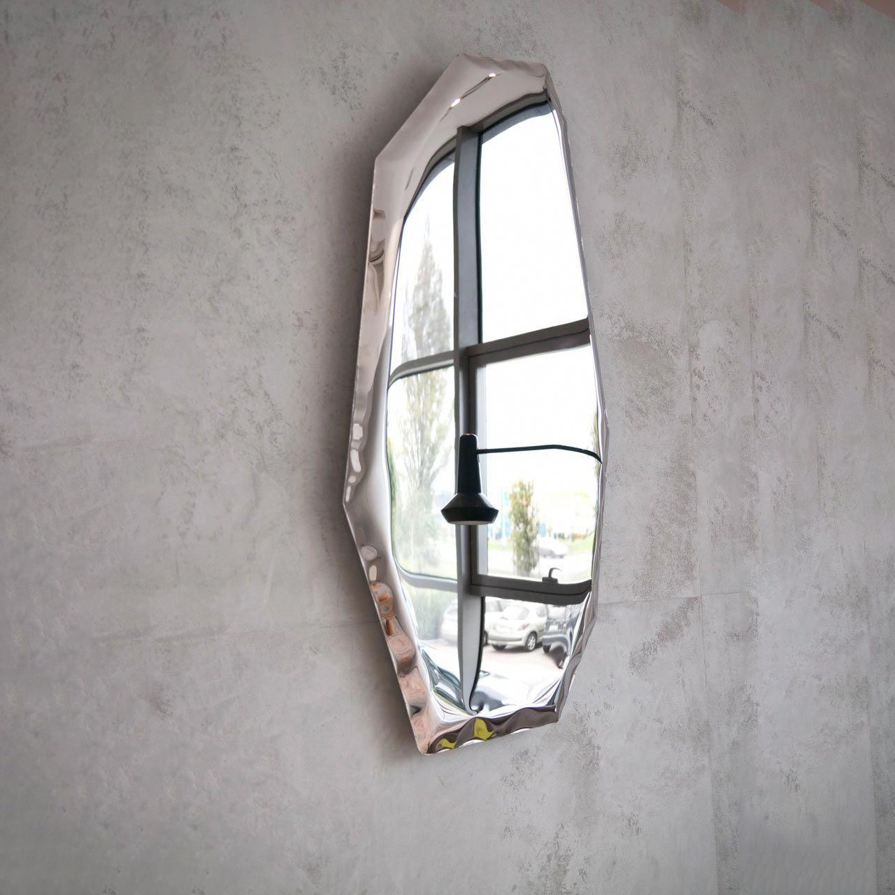 Modern light luxury stainless steel mirror designer irregular full body mirror wall hanging special-shaped decorative mirror ins metal mirror