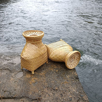 Bamboo finned fish basket hollow fishing basket large fishing gear handicraft bamboo lampshade decoration supplies