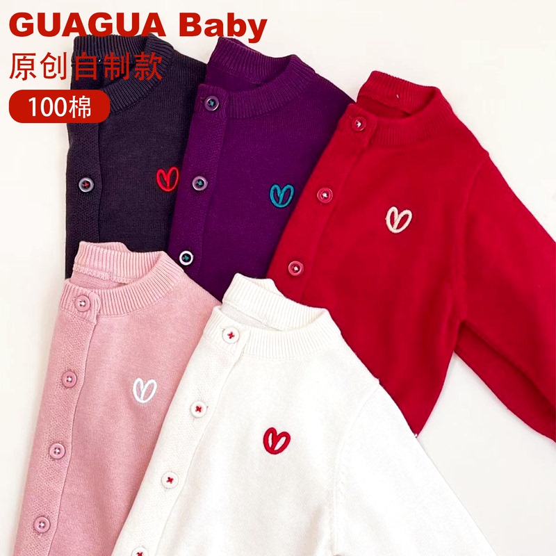 Korean Style Baby Knitted Jacket Spring and Autumn Pure Cotton Embroidered Red Versatile Sweater Cardigan Baby New Year Full Moon Clothes Korean Style Baby Knitted Jacket Spring and Autumn Pure Cotton Embroidered Red Versatile Sweater Cardigan Baby New Year Full Moon Clothes