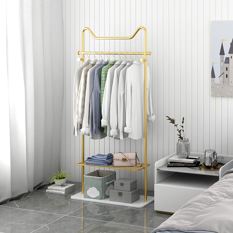 Nordic bedroom hanger floor-to-ceiling household coat rack simple hanging clothes rack marble drying rack hanging clothes pole