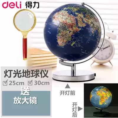 25 30CM Deli 2165LED globe Standard Chinese and English student teaching lighting relief globe decoration
