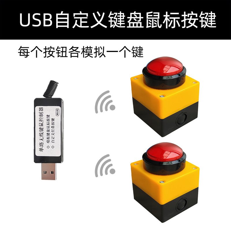 USB Custom Button Simulates Two Buttons, Wireless Remote Control for Lottery Games, Computer Mouse and Keyboard Input