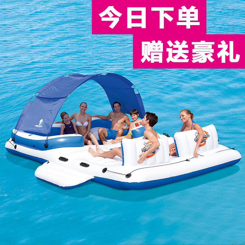 Sea beach swimming equipment float large water inflatable floating bed floating island sunbathing floating pier