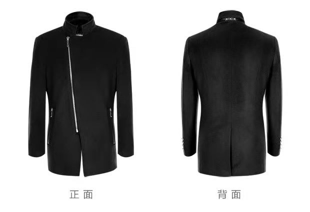 Áo khoác len cashmere 2018 mùa đông nam mới đứng xu hướng thời trang áo khoác nam màu xanh nước hồ áo khoác nam hàn quốc