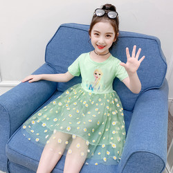 Girls Dress 2023 Summer Dress Ice and Snow Style ເສື້ອຜ້າເດັກນ້ອຍ Romance Elsa Children's Princess Dress Elsa Baby Dress