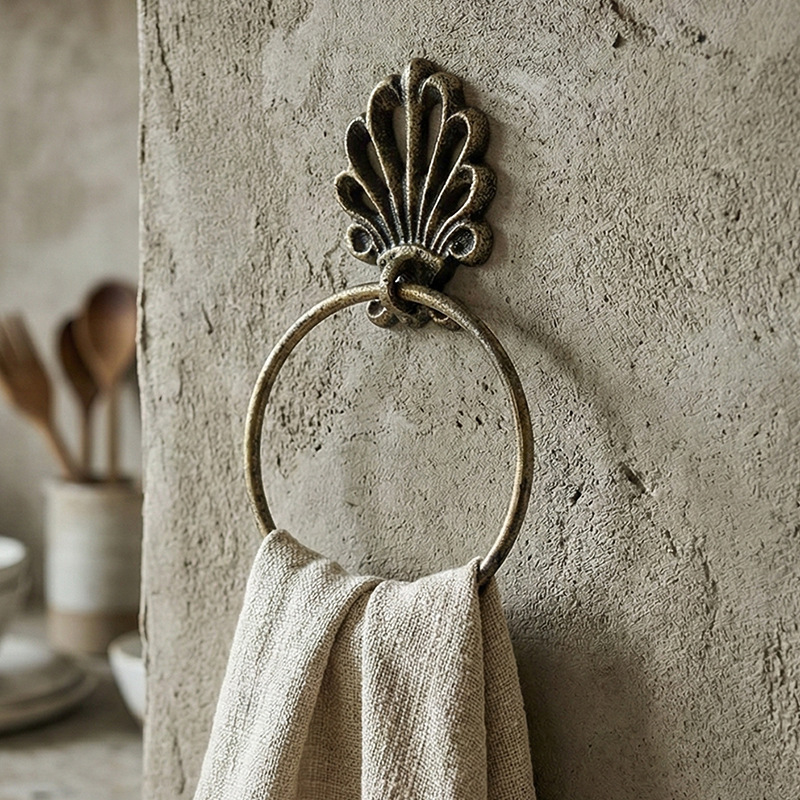 American Country-Style Vintage Cast Iron Bronze Towel Rack Wall Decoration for Home, Guesthouse, Hotel, Model Room, Bathroom Towel Rack