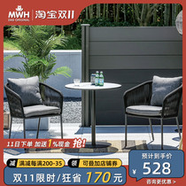 Three pieces of outdoor courtyard table and chair suits for a small table and chair in a good balcony