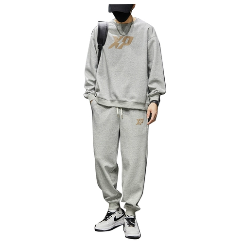 Мужской осенний спортивный костюм для отдыха, толстовка, штаны, комплект, свободный крой
