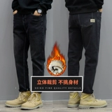 Демисезонные утепленные джинсы, повседневные брюки, бархатные штаны, оверсайз