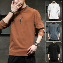 Half high collar sweater men plus velvet thickened autumn and winter velvet long sleeve T-shirt Korean trend inside warm base shirt