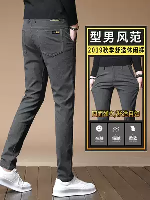 Autumn and winter clothes plus velvet thick long pants men's casual pants middle-aged dad loose straight tube slim body grinding spring and autumn