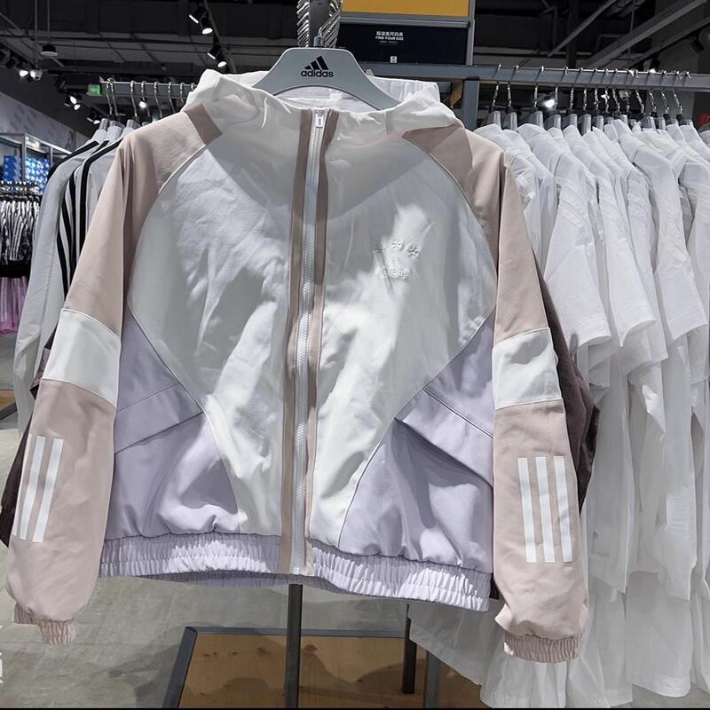 Adidas Small Size Hooded Fleece-Lined Warm Jacket Running Sportswear Color-Blocking Jacket Hy2813 Hy2814