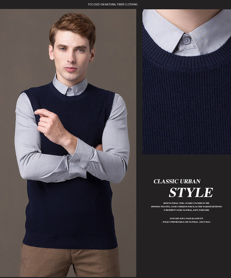 2018 áo len mới nam cổ tròn ấm áp áo len không tay áo len nam vest vest giản dị mùa thu đông áo len khoác mỏng