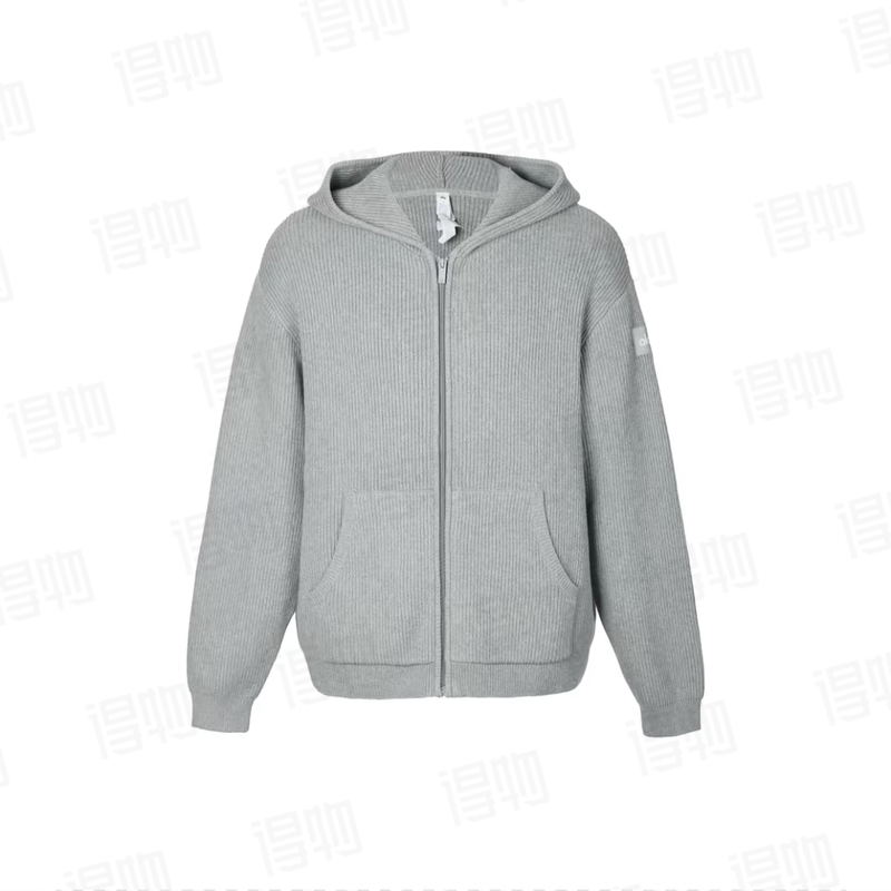 In Stock~ Alo Domain Rib Knit Men's and Women's Full-Zip Hooded Knit Sweater M3261R with Cut Tags In Stock~ Alo Domain Rib Knit Men's and Women's Full-Zip Hooded Knit Sweater M3261R with Cut Tags