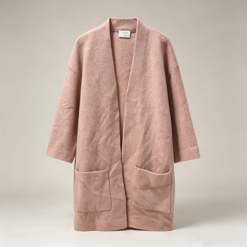 In Stock~ Aritzia Women's Mid-Length Wool Cardigan Coat 56727 Without Button Design