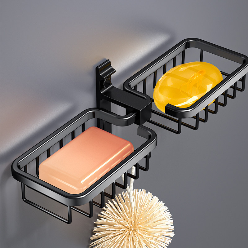 Free perforated soap box space aluminum bathroom placed soap box wall-mounted drainage rack soap toilet suction cup wall