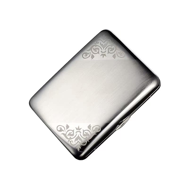 kuboy 16 mount metal cover spring stainless steel cigarette box corner rich flower pattern