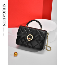  2021 new trendy leather popular fashion handbag all-match one shoulder messenger womens bag small fragrance Lingge chain bag