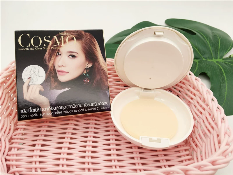 Phấn phủ Mistine Wings Pressed Powder chính hãng của Thái Lan Mỹ phẩm Trang điểm Lasting Fixing Che khuyết điểm Chống thấm nước và Kiểm soát dầu Mistine Pressed Powder - Bột nén