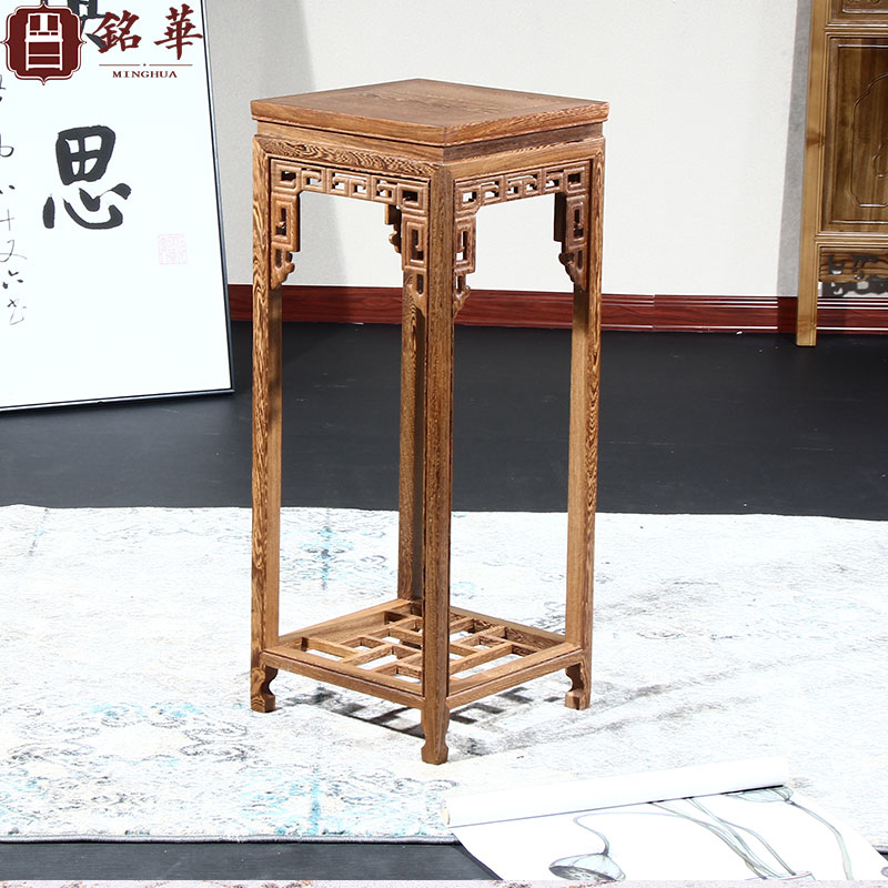 Red Wood Furniture Living-room Flower Racks Solid Wood Indoor Flower Pots Shelf Chinese Imitation Antique Chicken Wings Wood Shelve Bonsai Shelf Logs