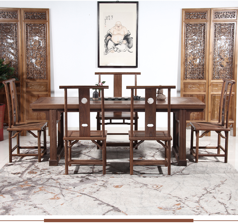 Gỗ gụ nội thất gỗ rắn Trung Quốc đơn giản bàn trà bàn trà và ghế kết hợp Gà cánh gỗ Kung Fu bàn cà phê bàn ​​trà cổ - Bàn trà bàn sofa gỗ tự nhiên