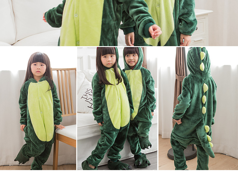 Giày dép mùa thu và mùa đông flannel dịch vụ nhà phù hợp với trẻ em khủng long dính liền với đồ ngủ đồ liền thân cho bé