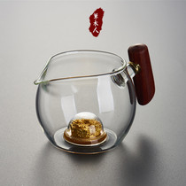Grass people glass side handle Road Cup wooden handle high temperature male Cup home gold platinum tea pouring tea Tea Tea Sea