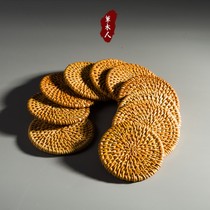 Rattan tea cup cushion heat insulation pad tea ceremony tea pot pad purple sand pot iron pot pad solid wood kung fu tea set pot support pot support