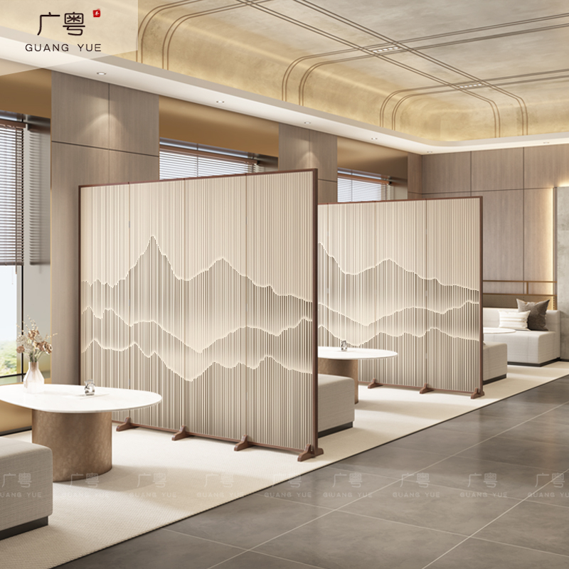 New Chinese-Style Folding Screen Partition for Office, Living Room, and Bedroom, Used as a Divider for Entryway, Foldable and Movable, Made of Solid Wood, Double-Sided
