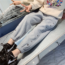 Girl Plus Suede Sports Pants Autumn Winter External Wear Integrated Suede Pants CUHK Child Loose Casual Pants Winter Thickened Sweatpants