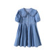 Girls denim skirt 2023 new children's summer dress cotton skirt summer girl doll collar princess skirt