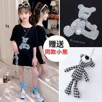 Girl mid-length t-shirt 2023 new summer dress CUHK Tong Yang Gas Net Red T-shirt Skirt Girl Pure Cotton Short Sleeve Compassionate