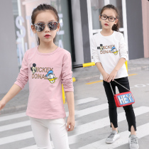 Girl Long Sleeve T-Shirt Pure Cotton 2021 Spring Autumn New Korean Version Tide Children Fall Blouses Cartoon Round Collar Undershirt