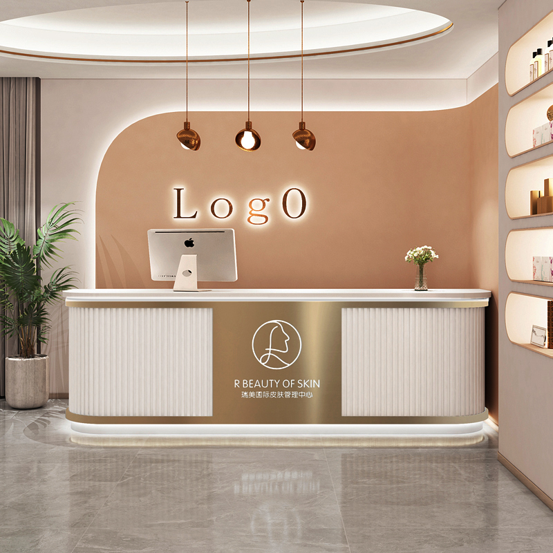 Net red multi-functional cash register small clothing reception counter stainless steel beauty salon bar simple modern front desk