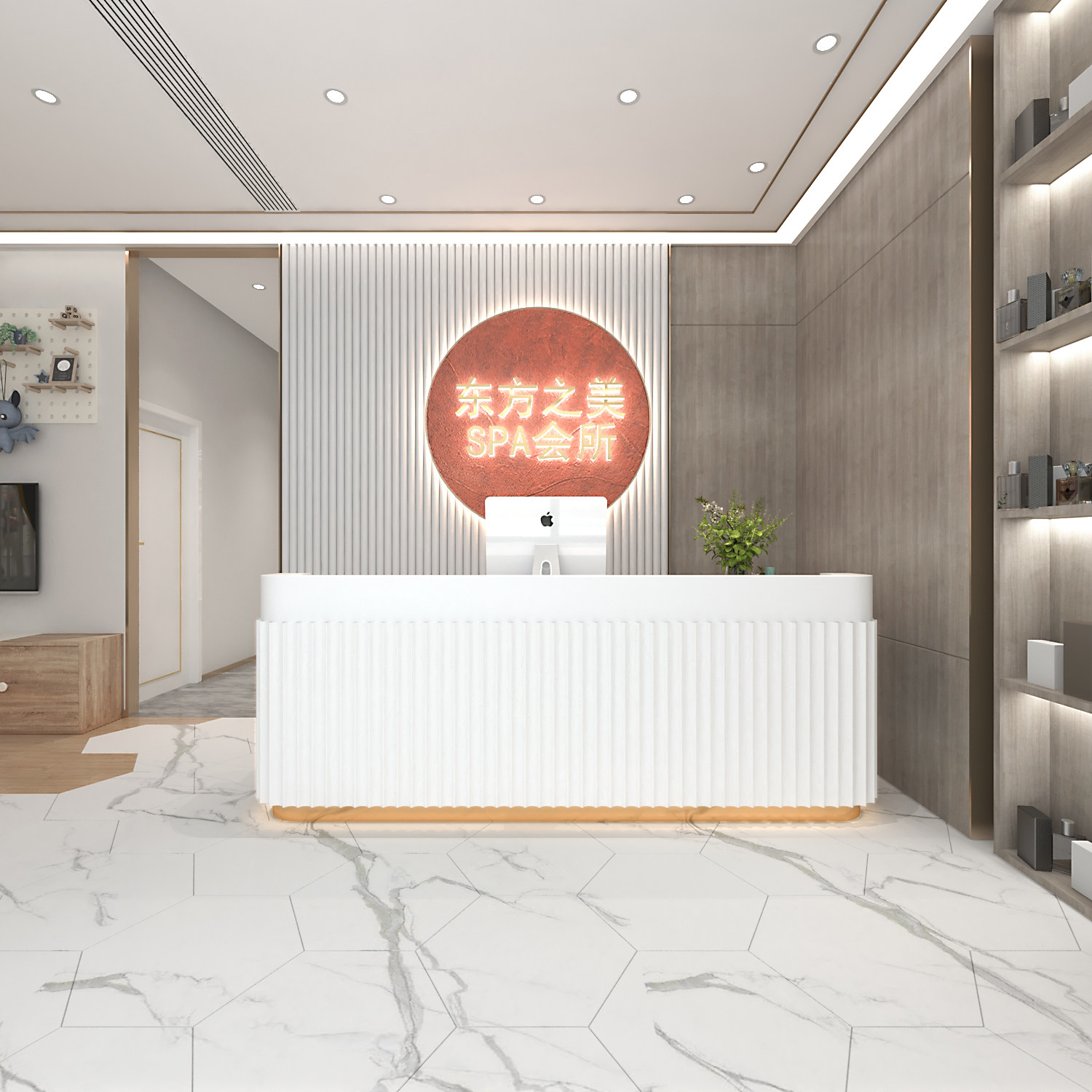 Painted reception desk company bar custom training institution counter desk beauty salon cashier counter simple