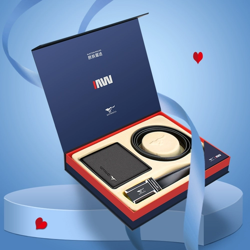 Septwolves, кожаный бумажник, ремень, подарочная коробка, комплект, воловья кожа, из натуральной кожи, подарок на день рождения