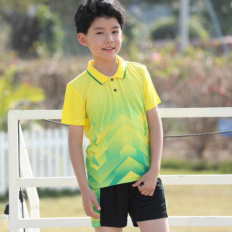 2020 new with collar badminton suit Short sleeves Men and women's Breathable Speed Dry Jersey table tennis suit Children's clothes-Taobao
