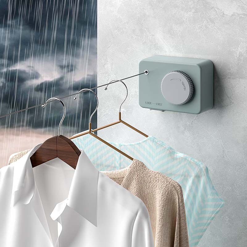 Invisible clothesline balcony artifact shrink drying clothes indoor free punching telescopic rope bathroom clothes rack