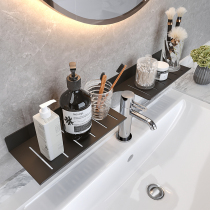Toilet face washing table rack non-punching bathroom cosmetics storage mirror front hand washing faucet wall hanging