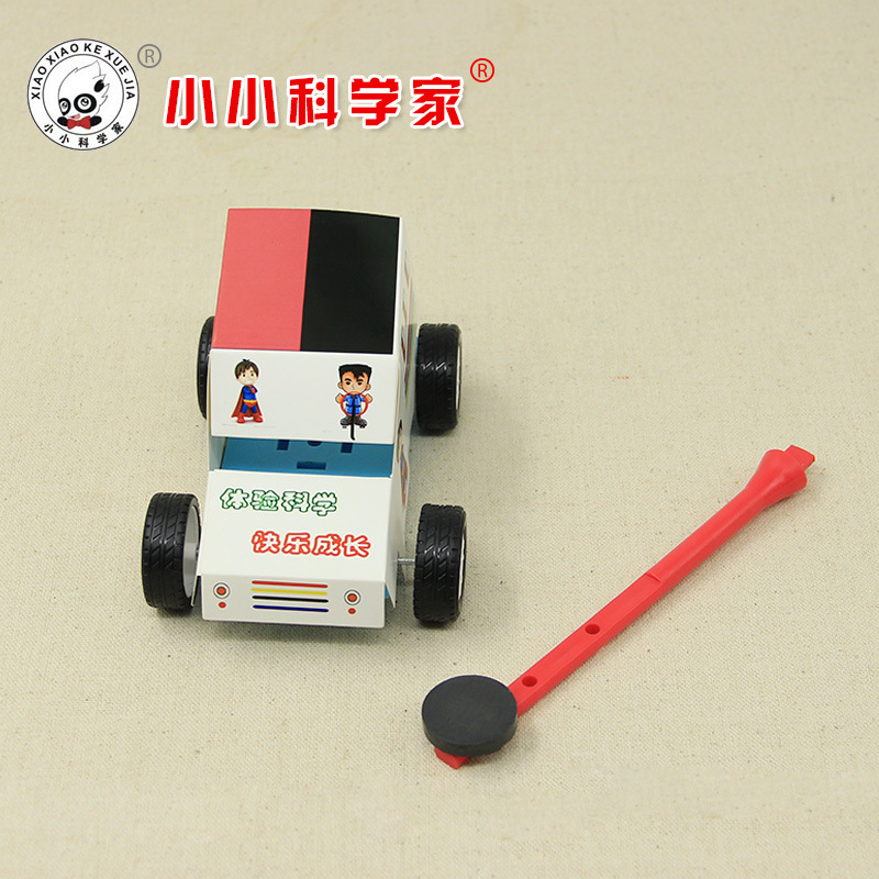 STEM science exploration science and technology experiment small production handmade science DIY assembly material magnetic trolley experiment