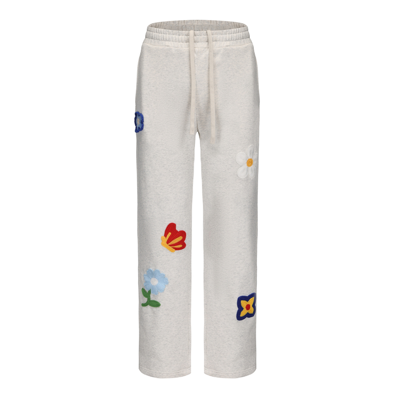 Duamin Basic Floral Embroidery Heavy Drape Comfortable Straight Loose Sweatpants Casual Pants