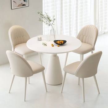 Cream-style french round table dining table small apartment household rock table and chair combination light luxury reception negotiation balcony table
